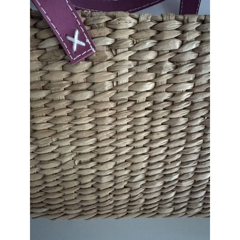 House of AnLi Basket vintage Beige pink floral detail plaid inside —see Pictures